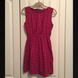 Hot Pink Dress with Bird Design